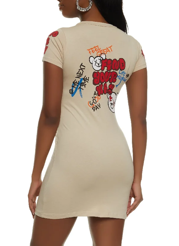 Find Your Way Graffiti Graphic T Shirt Dress