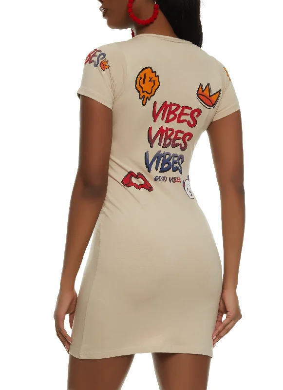 Vibes Graffiti Graphic T Shirt Dress