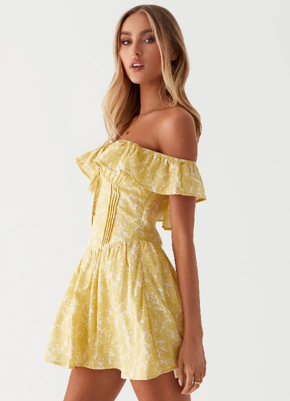 Tarryn Mini Dress - Yellow Floral