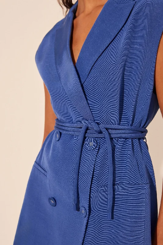 VENTO SLEEVELESS BLAZER DRESS - COBALT