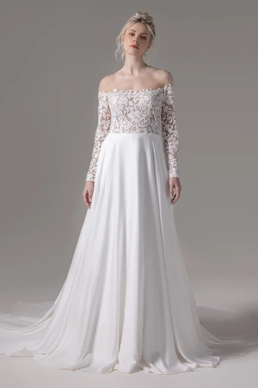 A-Line Court Train Lace Wedding Dress CW2799