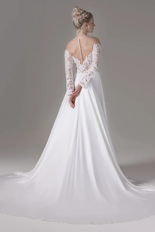 A-Line Court Train Lace Wedding Dress CW2799