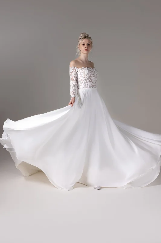 A-Line Court Train Lace Wedding Dress CW2799