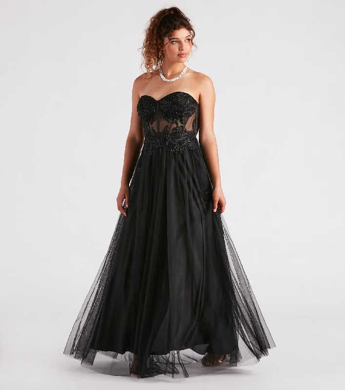 Alora Rhinestone Embroidered Tulle Ball Gown