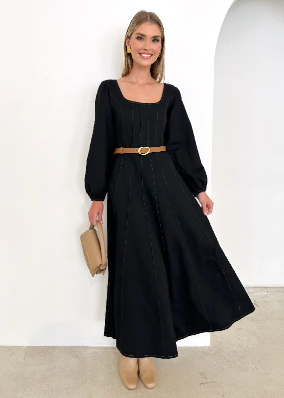 Andy Denim Maxi Dress - Black