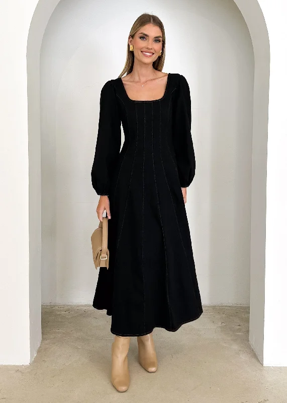 Andy Denim Maxi Dress - Black