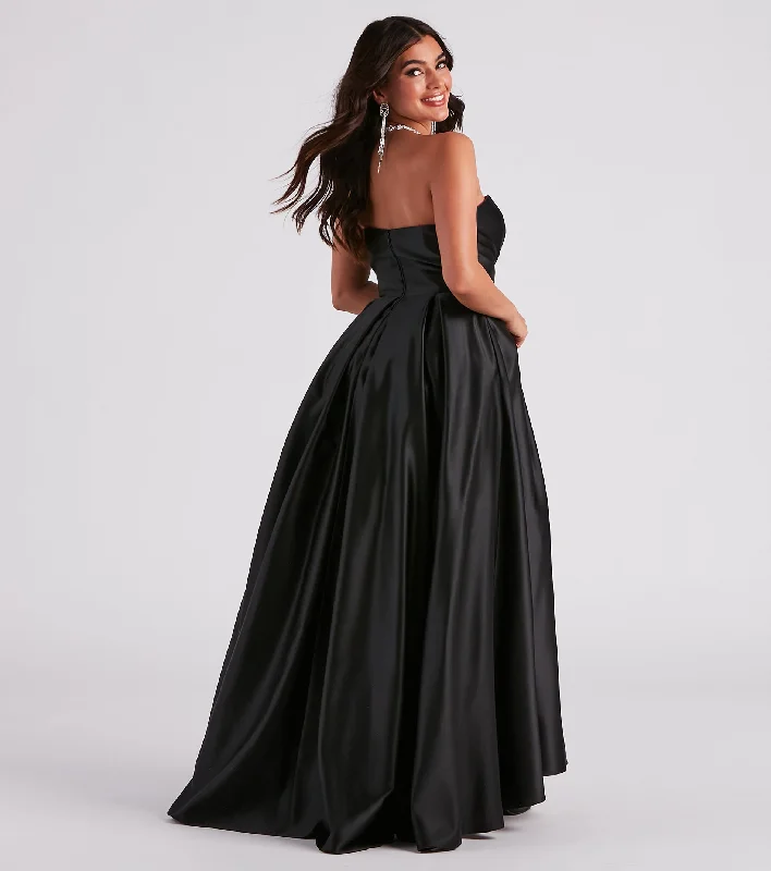 Beverly Satin High Low Ball Gown