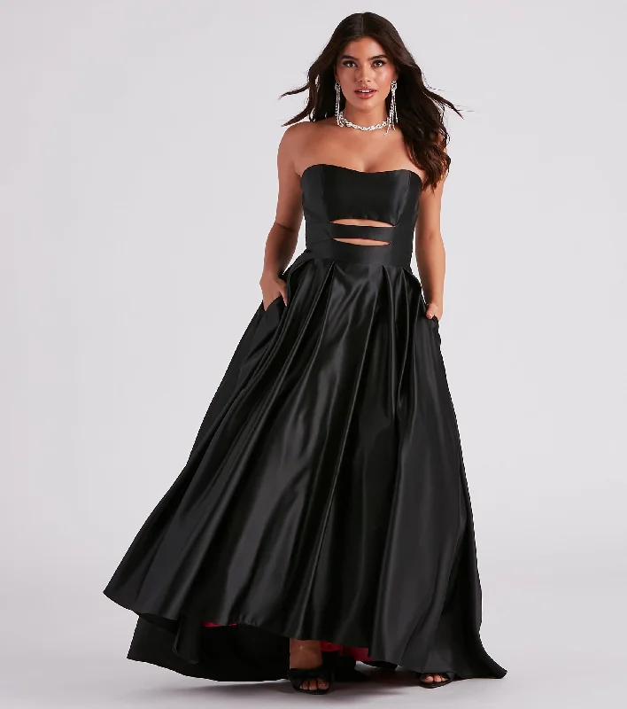 Beverly Satin High Low Ball Gown