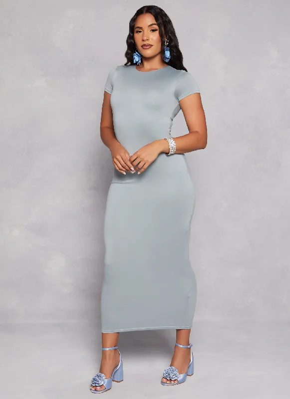 Double Layered Crew Neck Maxi Dress