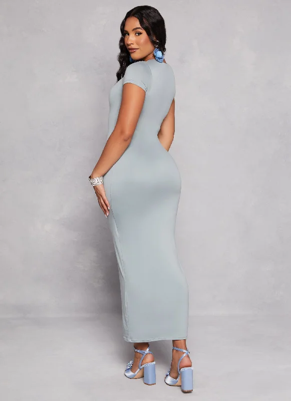 Double Layered Crew Neck Maxi Dress