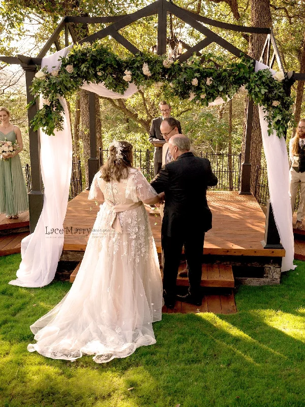 Boho Wedding Dress with Flutter Sleeves