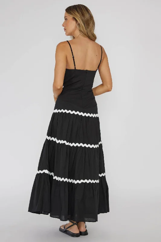 Confidante Ric Rac Trim Maxi Dress Black