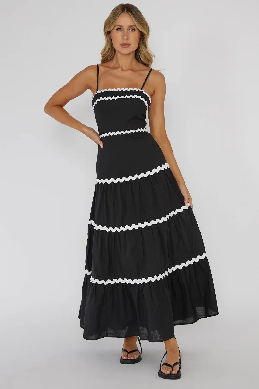 Confidante Ric Rac Trim Maxi Dress Black