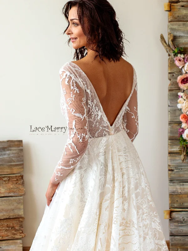 Couture Lace Wedding Dress with Long Sleeves