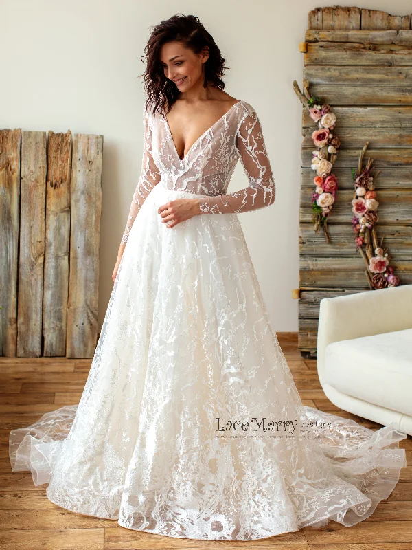 Couture Lace Wedding Dress with Long Sleeves