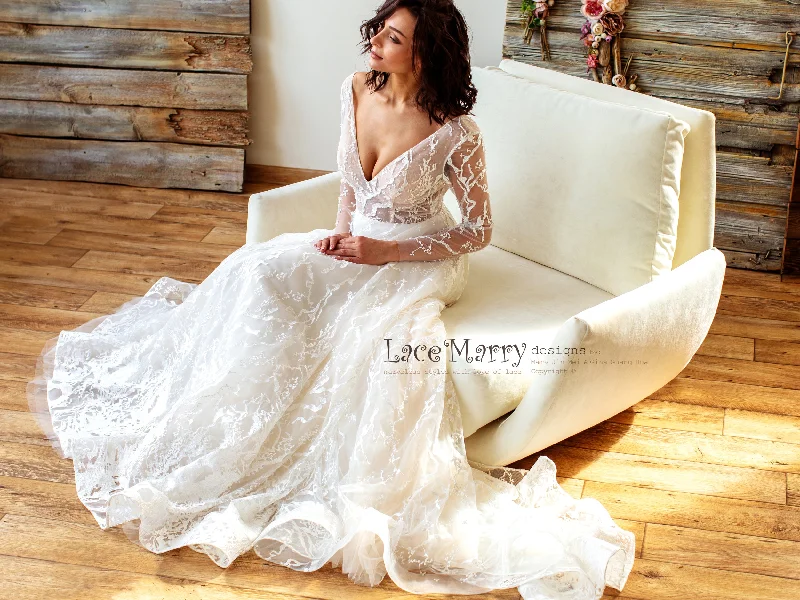 Couture Lace Wedding Dress with Long Sleeves