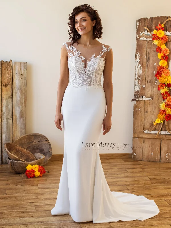 Elegant Sparkly Lace Fitted Wedding Dress