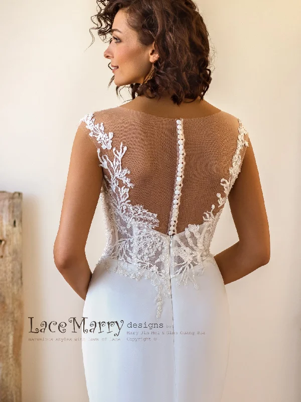 Elegant Sparkly Lace Fitted Wedding Dress