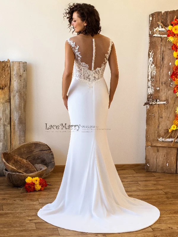 Elegant Sparkly Lace Fitted Wedding Dress