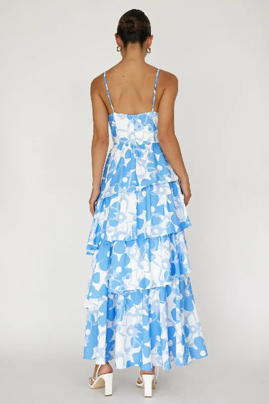 Hopeful Tiered Layered Maxi Dress Blue