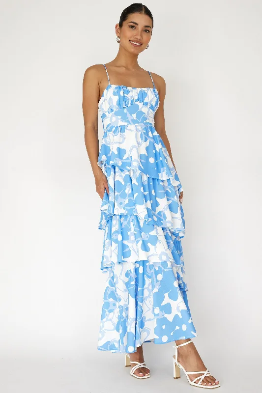 Hopeful Tiered Layered Maxi Dress Blue