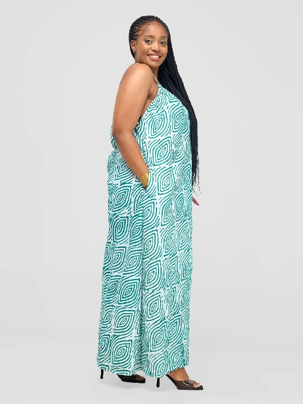 Inroses Hub Batiki Dress - White / Aqua Blue