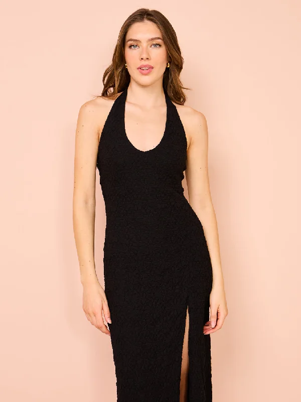 Ownley Olive Halter Dress in Black