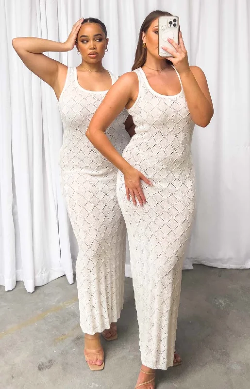 Piper White Knit Maxi Dress