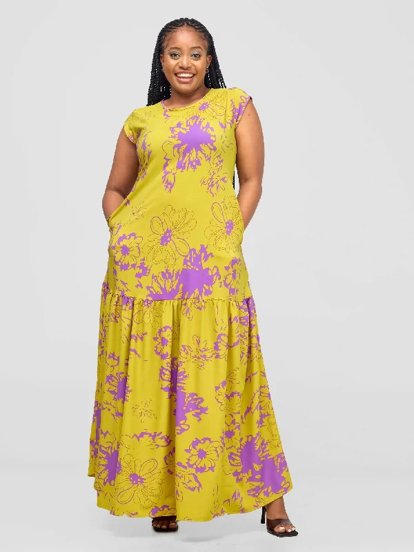 Salok Havilah Wear Ashia Maxi Dress - Luminous Green Print