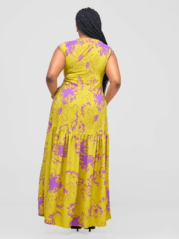 Salok Havilah Wear Ashia Maxi Dress - Luminous Green Print