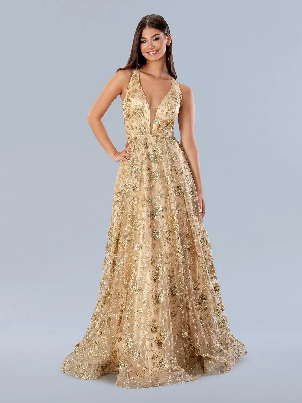 Stella Couture 24207 Floral Sequin Long Formal Prom Dress