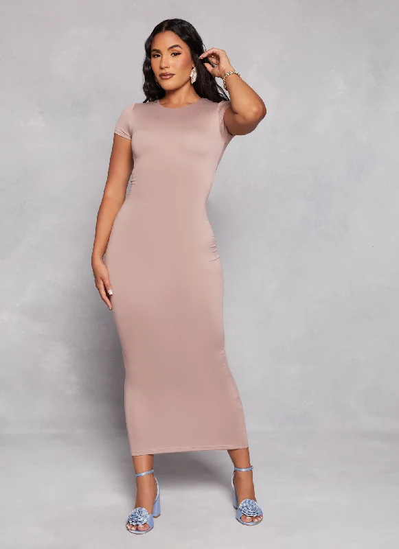 Double Layered Crew Neck Maxi Dress