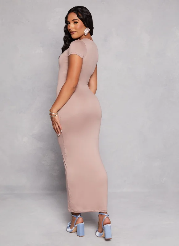 Double Layered Crew Neck Maxi Dress