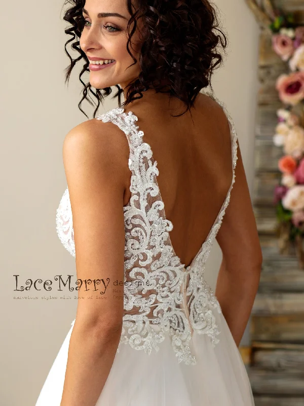 Swirl Lace Wedding Dress with Intricate Pearl Beading