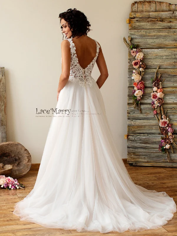 Swirl Lace Wedding Dress with Intricate Pearl Beading