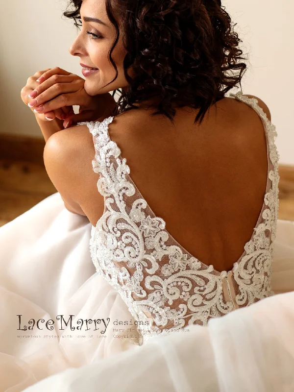 Swirl Lace Wedding Dress with Intricate Pearl Beading