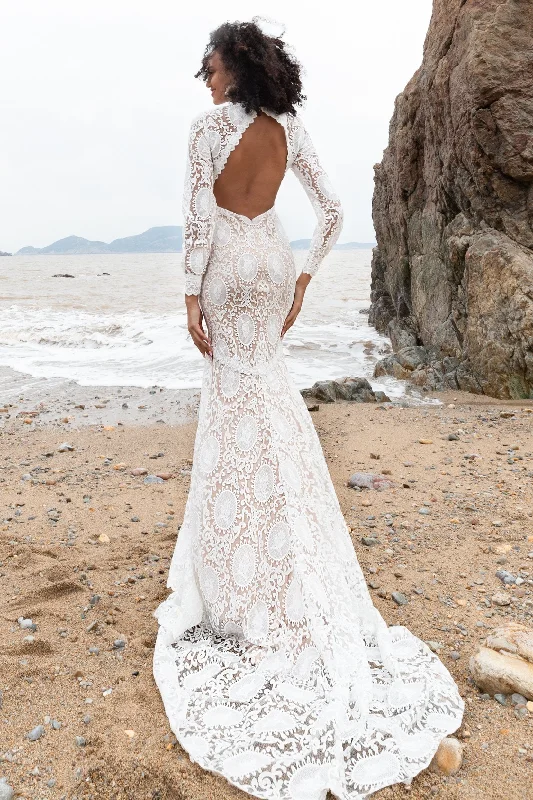 Trumpet-Mermaid Court Train Lace Wedding Dress CW2222