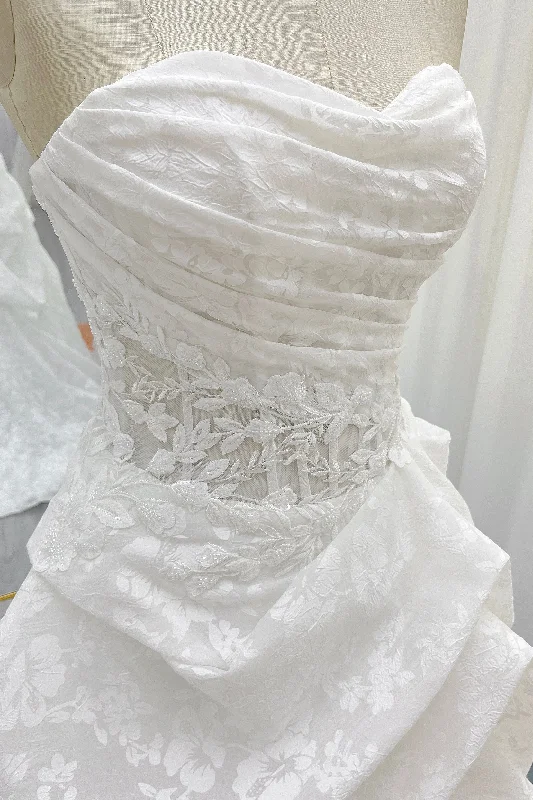 A-Line Court Train Printed Gauze Wedding Dress CW3235