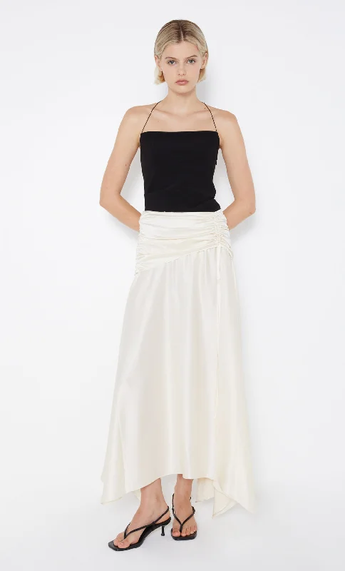 CHANTILLY SILK RUCHED SKIRT - IVORY