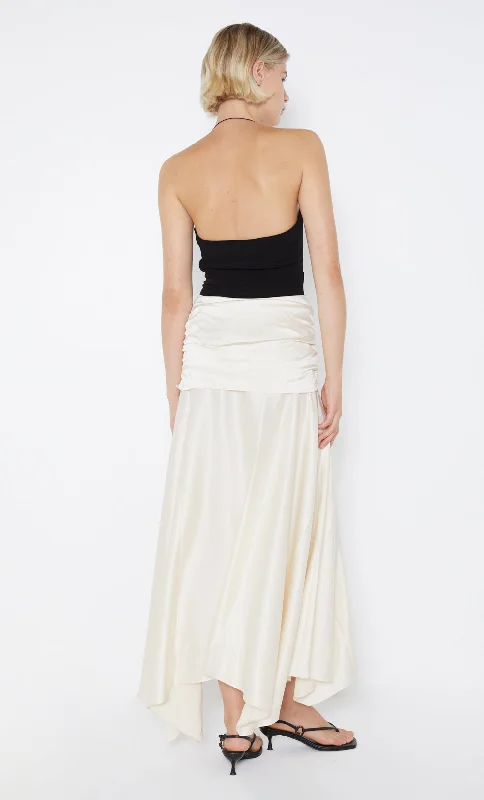 CHANTILLY SILK RUCHED SKIRT - IVORY