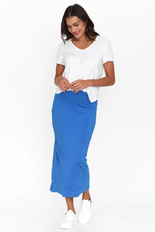 Cobalt Bamboo Maxi Tube Skirt