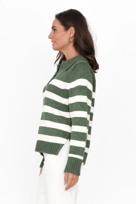 Cutler Khaki Stripe Knit Jumper