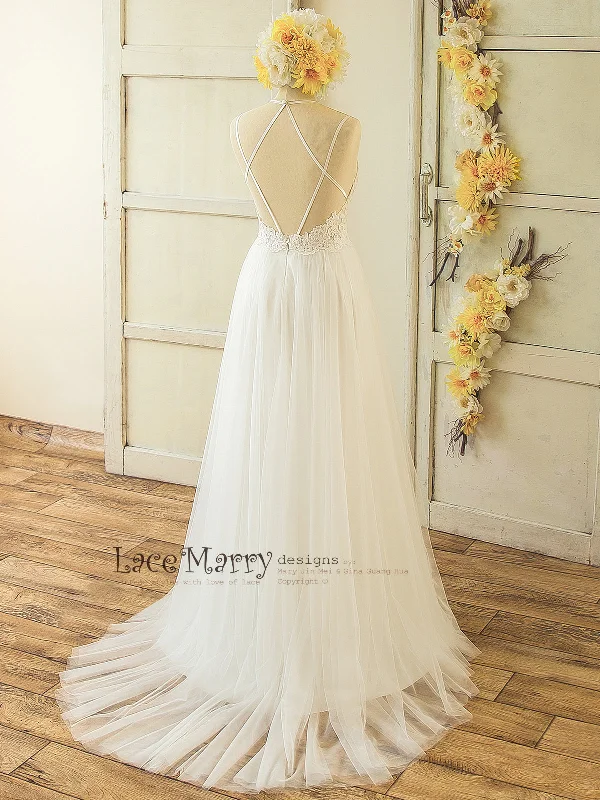 Summer Boho Wedding Dress with Criss Cross Straps