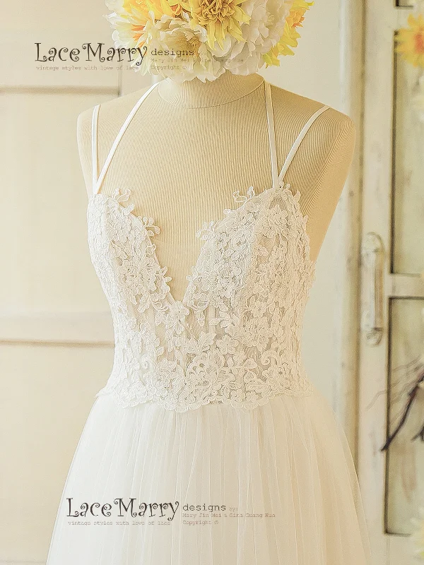 Summer Boho Wedding Dress with Criss Cross Straps