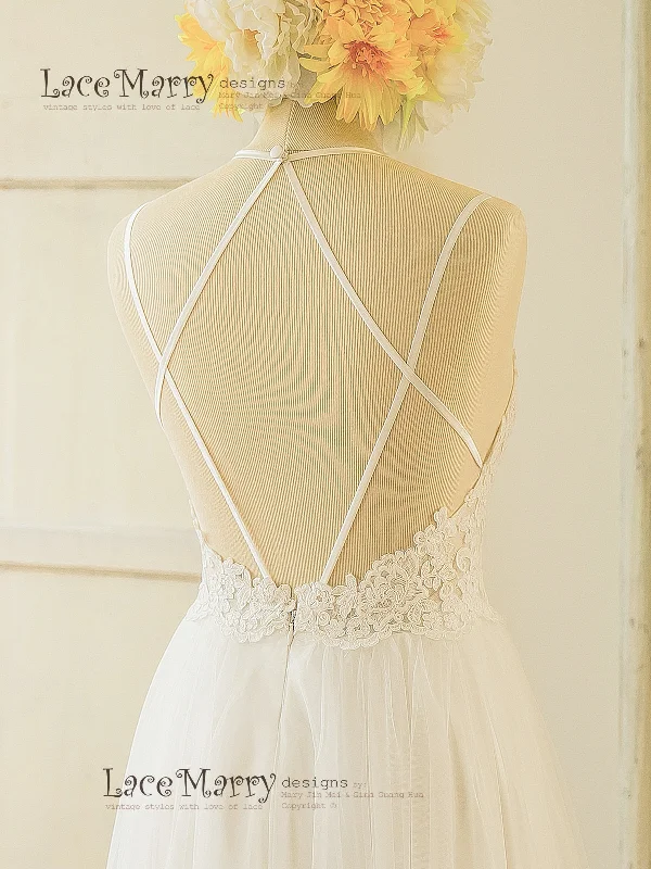 Summer Boho Wedding Dress with Criss Cross Straps