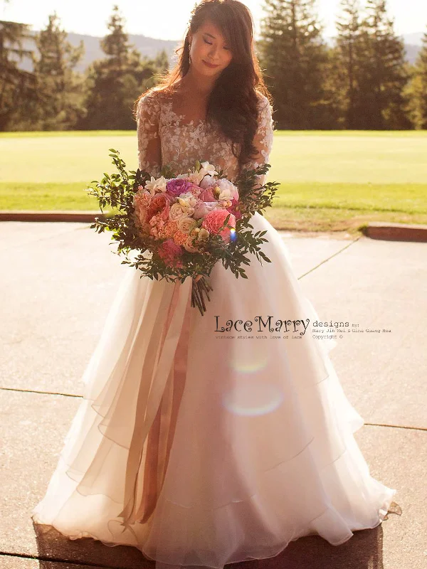 Exclusive Beaded Wedding Dress with Illusion Nude Top