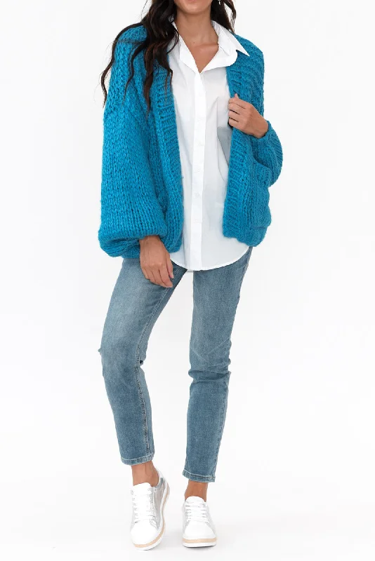 Freddie Blue Knit Pocket Cardigan