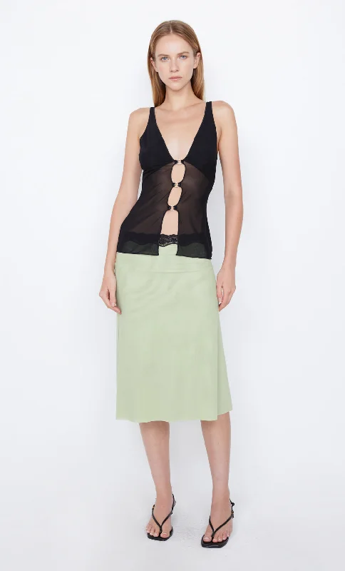 HACIE MIDI SKIRT - AVOCADO/BLACK