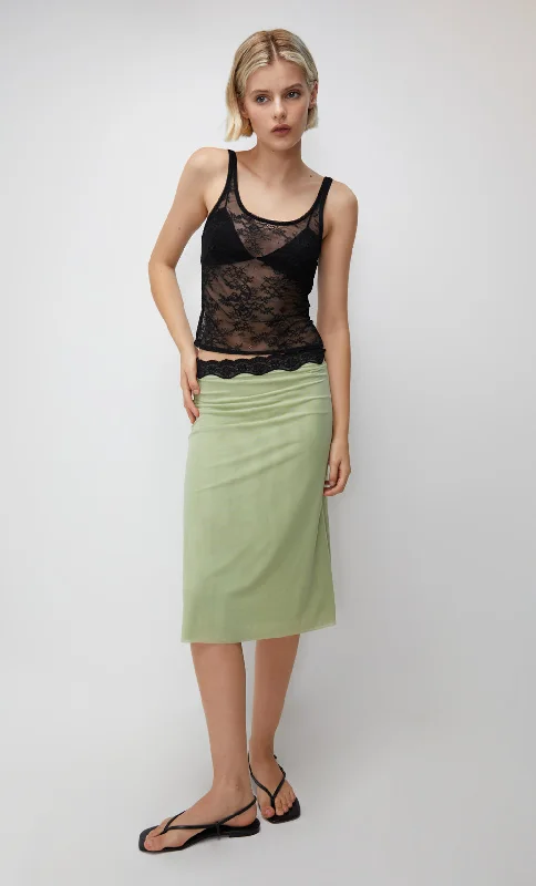 HACIE MIDI SKIRT - AVOCADO/BLACK