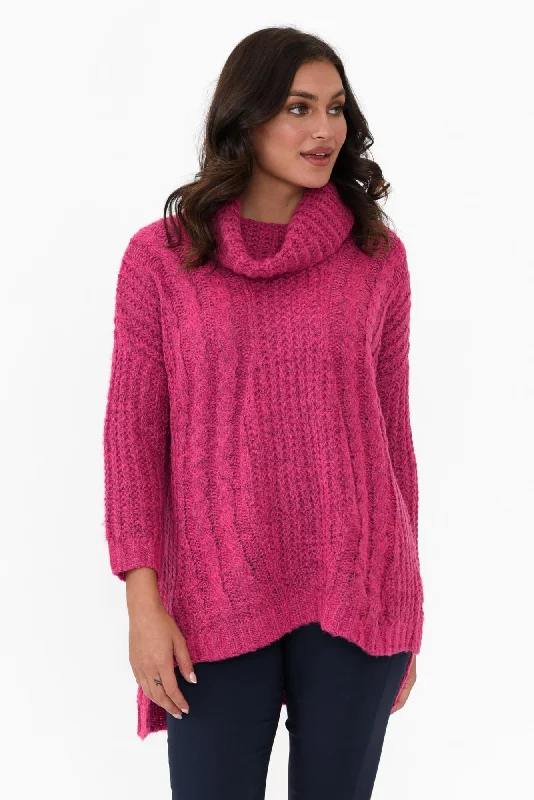 Hamlin Hot Pink Roll Neck Jumper